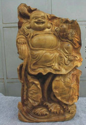 老挝楠木木雕弥勒佛和气生财